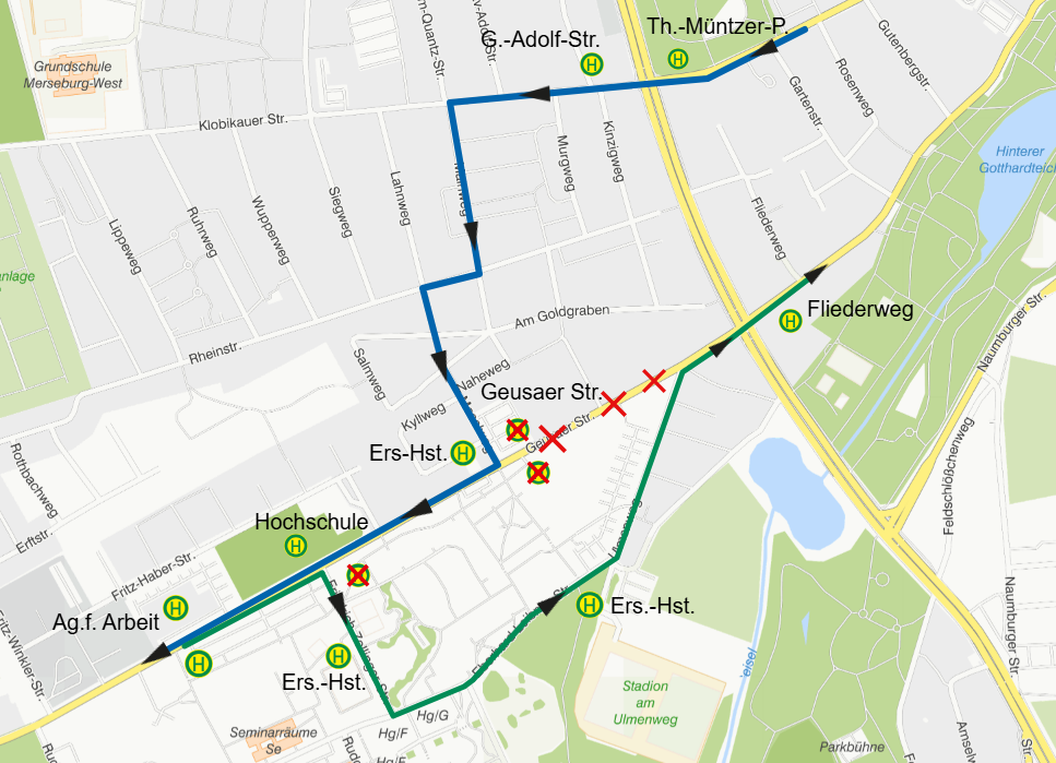 Umleitung Fernwärme Straßenkarte