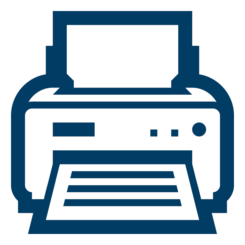 Drucker in weis und blau im Comicstil