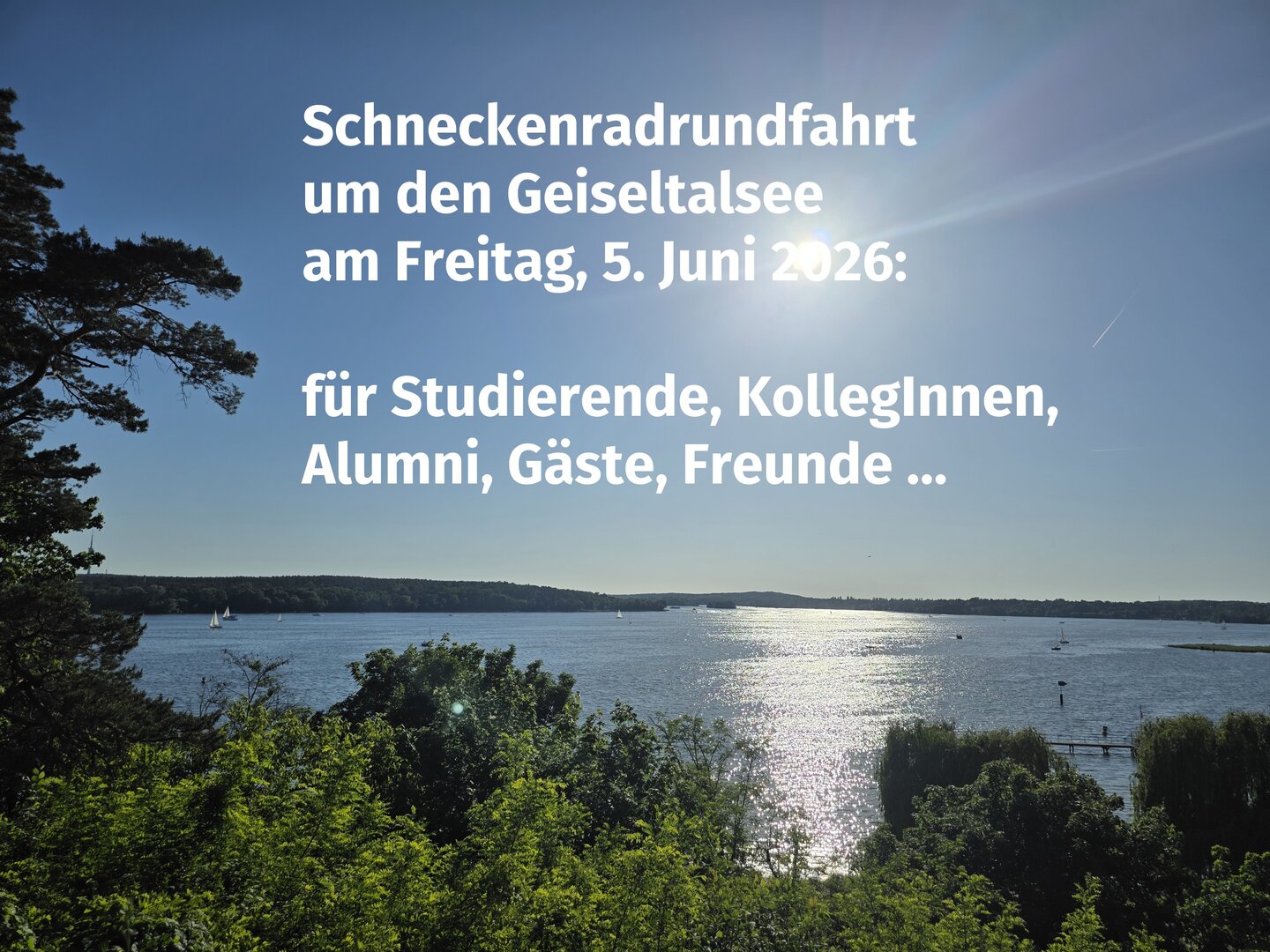 Schneckenradrundfahrt um den Geiseltalsee: für Studierende, KollegInnen, Alumni, Gäste, Freunde … Schneckenradrundfahrt um den Geiseltalsee: für Studierende, KollegInnen, Alumni, Gäste, Freunde …