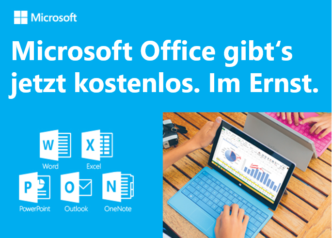 Microsoft Office gibt's jetzt kostenlos. Im Ernst.