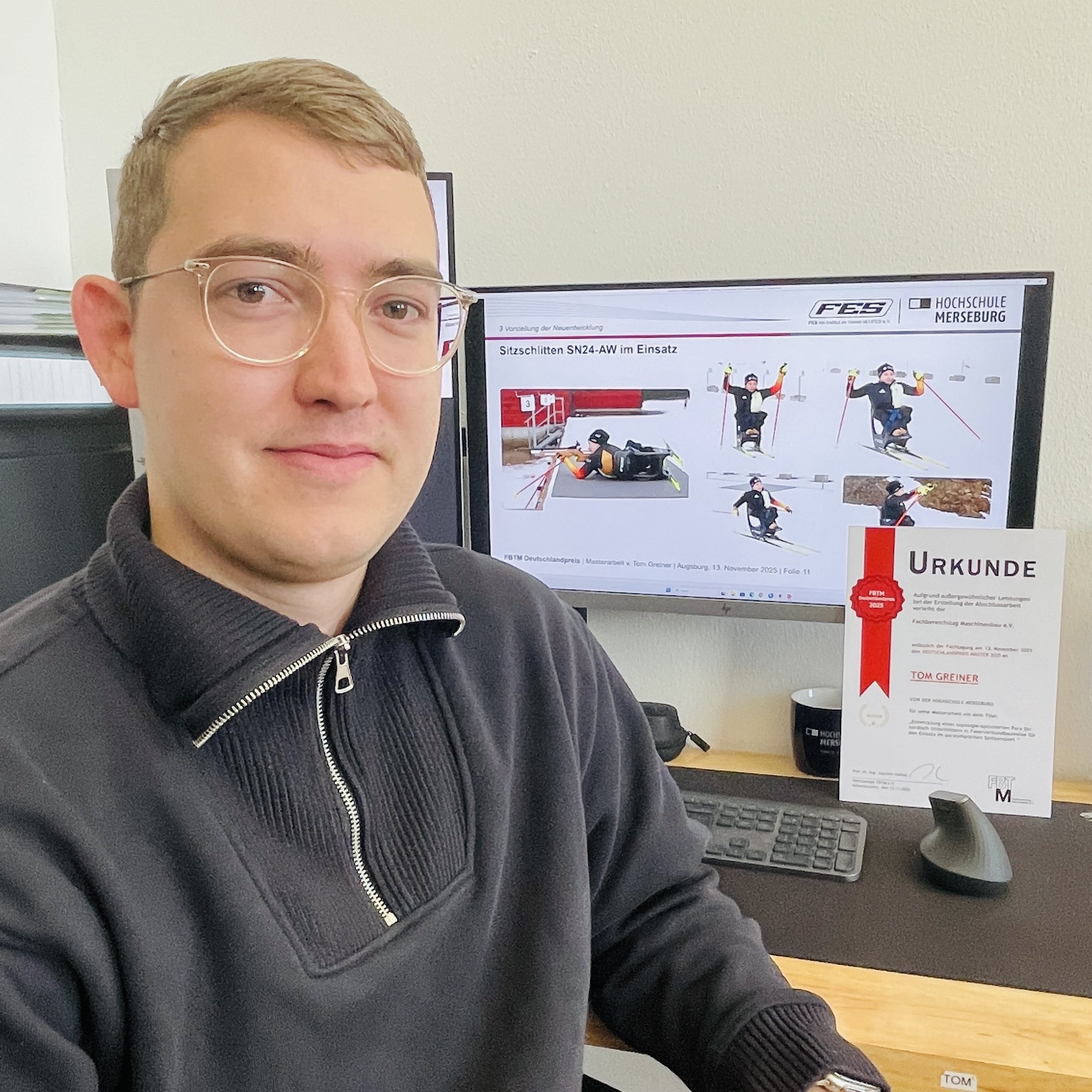 Eine Person sitzt am Schreibtisch vor seinem Monitor