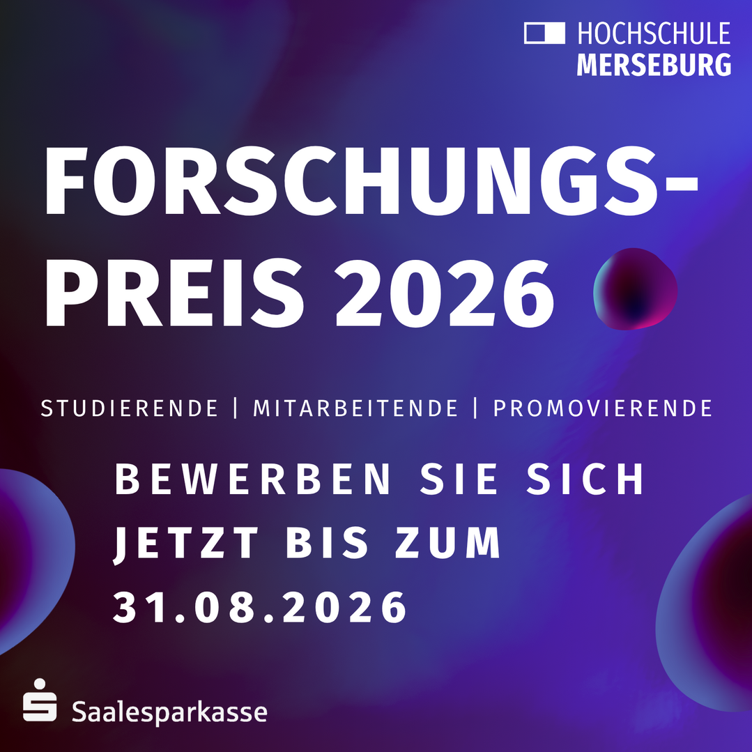 Teaserbild für die Bewerbung für den Forschungspreis. Die Bewerbungsfrist endet am 31.08.2026.